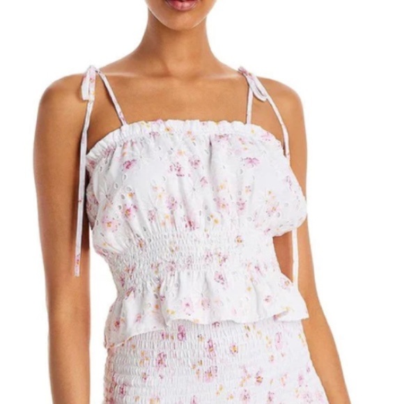 Lucy Paris eyelet pink floral print blouse - Picture 1 of 12